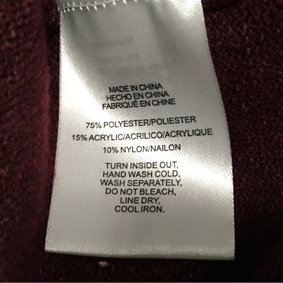 Jones New York Petite Size PXL Bordeaux Turtleneck Sweater Dress with Belt - Picture 5 of 7